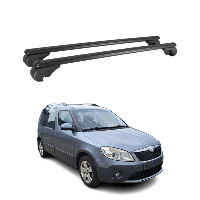 Barres de toit Transversales pour Skoda Roomster Praktik 2006-2015 Alu Noir