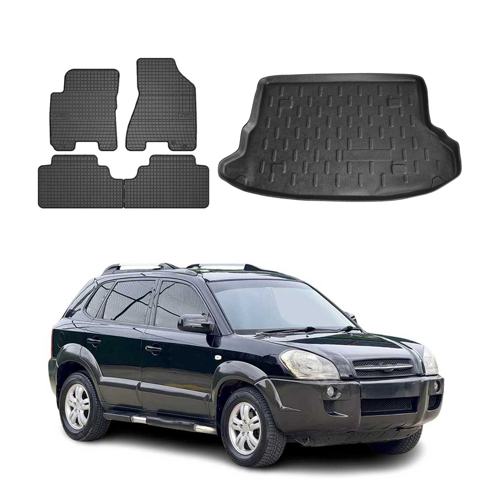 Kit Tapis de sol et coffre pour Hyundai Tucson 2004-2010 TPE Noir