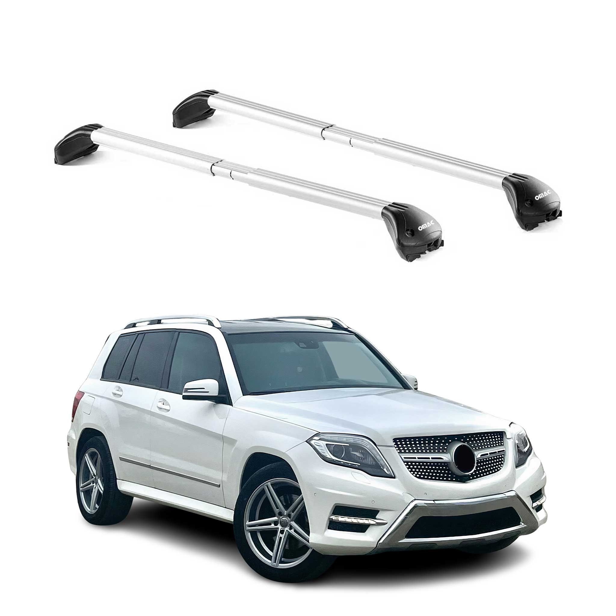 Barres de toit pour Mercedes GLK X204 2008-2015 5P Gris Argenté 2 pièces ABE