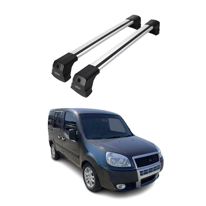 Barres de Toit Transversales pour Fiat Doblo Pre-FL VU 2000-2010 Aluminium Gris