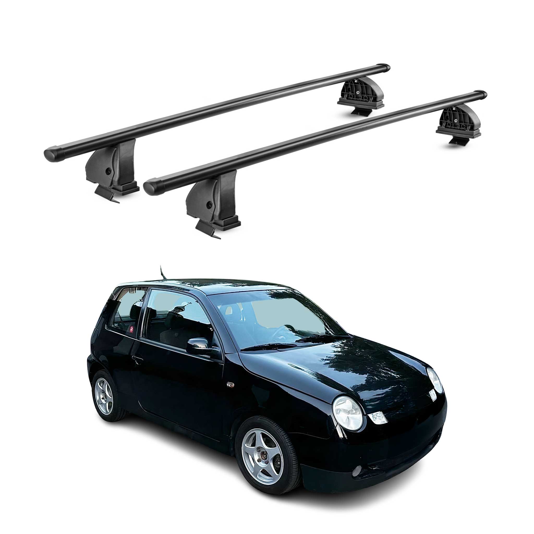 Barres de toit transversales acier pour VW Lupo 1998-2005 TÜV 75 kg Noir 2Pcs