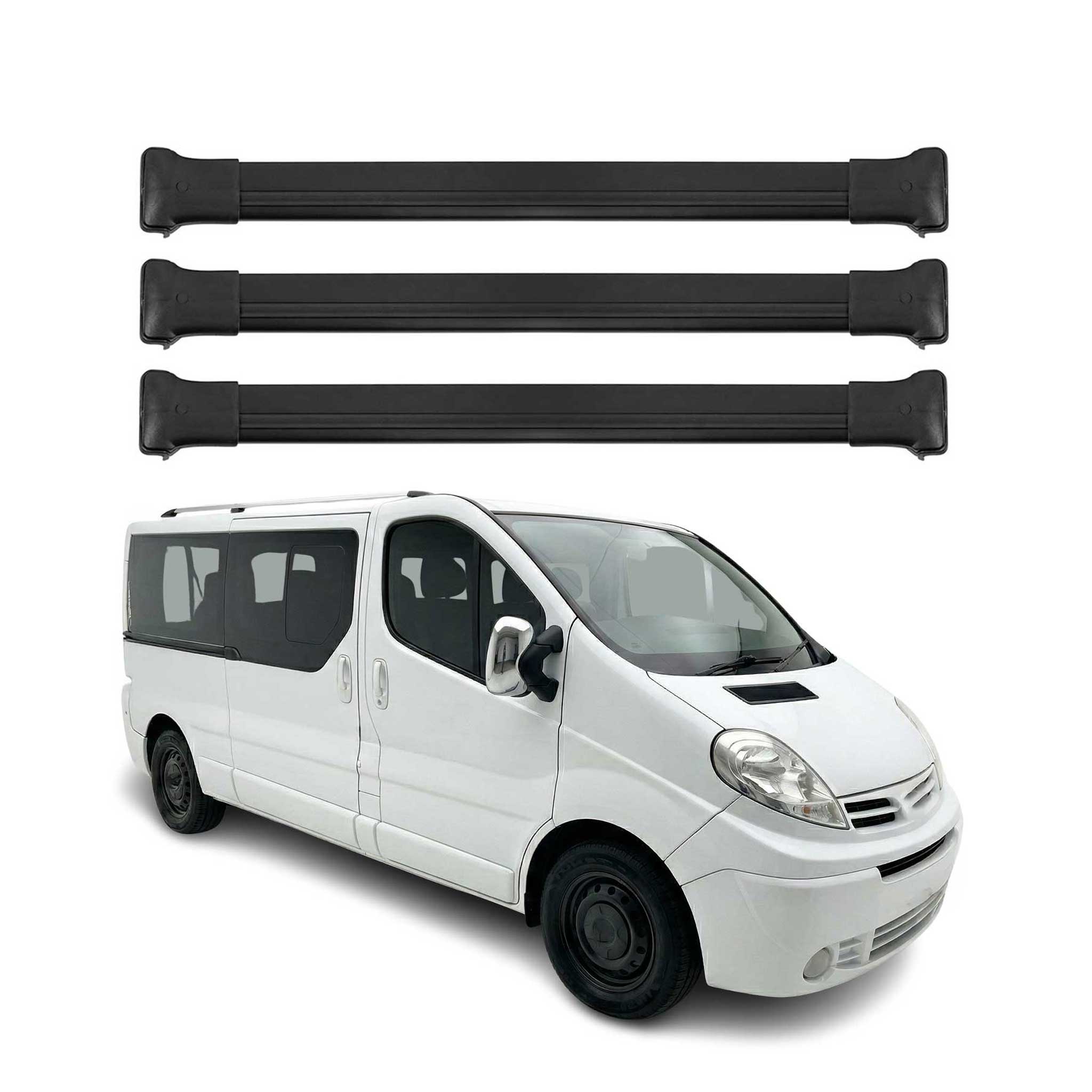 Barres de toit transversales pour Nissan Primastar 2001-2014 Aluminium Noir 3Pcs