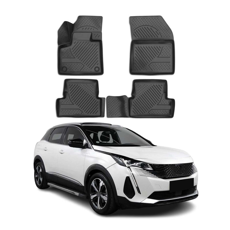 OMAC Tapis de sol pour Peugeot 3008 P84 2016-2024 sur mesure caoutchouc Noir