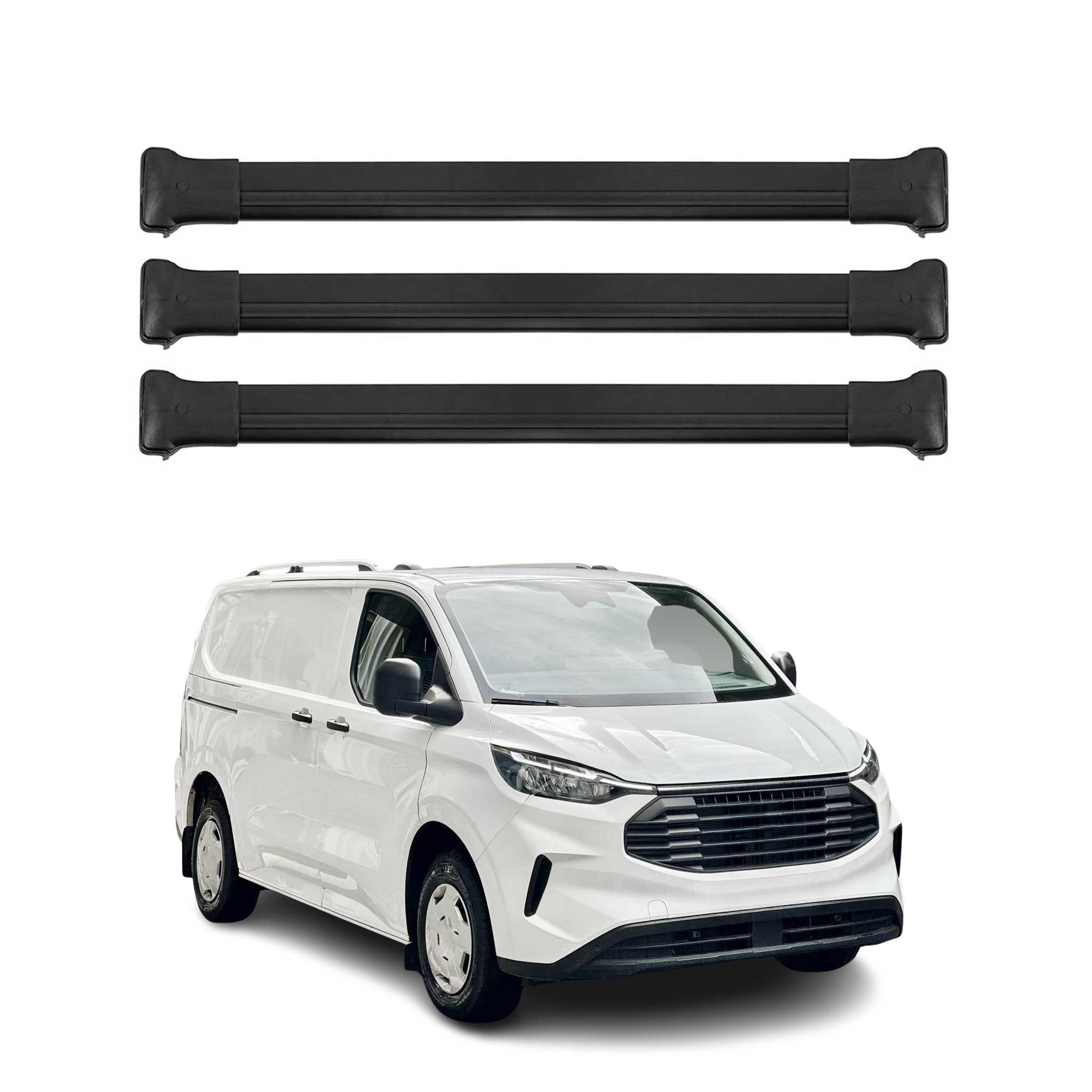 Barres de toit transversales pour Ford Transit Tourneo Custom 2023-2026 Alu Noir