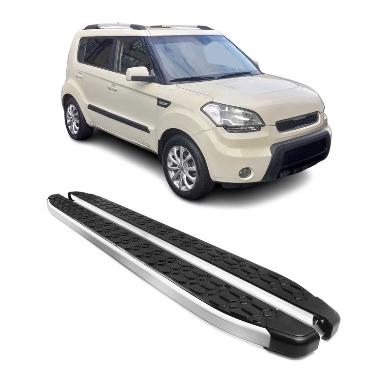 Marchepieds Latéraux pédale pour Kia Soul 2008-2014 Gris Noir Aluminium 2Pcs