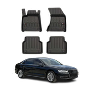 OMAC Tapis de sol caoutchouc pour Audi A8 Standart 2009-2018 Noir Premium