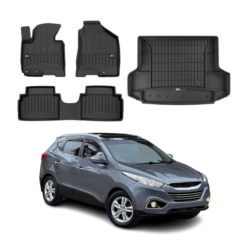 Kit Tapis de Sol et Coffre pour Hyundai ix35 2009-2015 TPE Noir