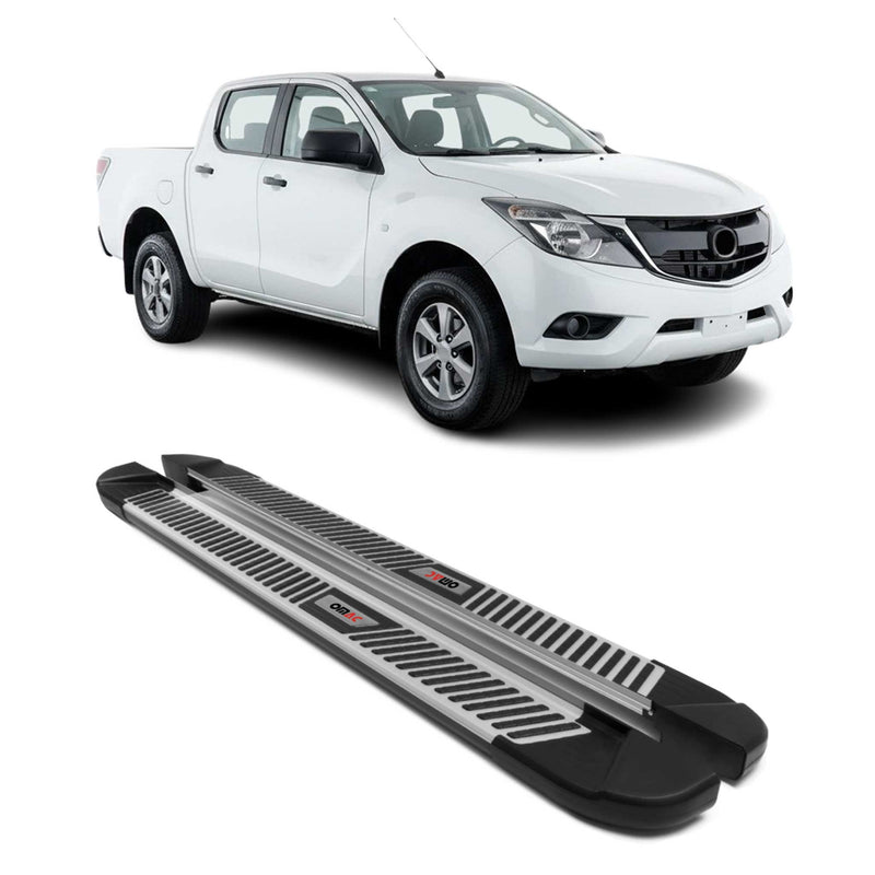 Marchepieds Latéraux pour Mazda BT-50 Double Cab 2012-2020 Noir Gris Alu 2Pcs