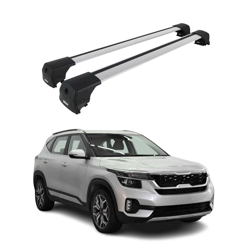 Barres de toit transversales pour Kia Seltos 2019-2025 Gris Aluminium