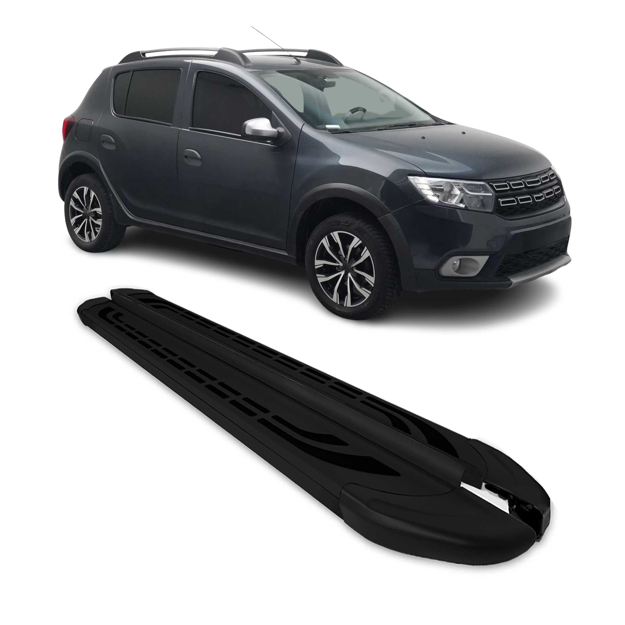 Marchepieds Latéraux pour Dacia Sandero I II 2008-2020 Aluminium Noir 2Pcs