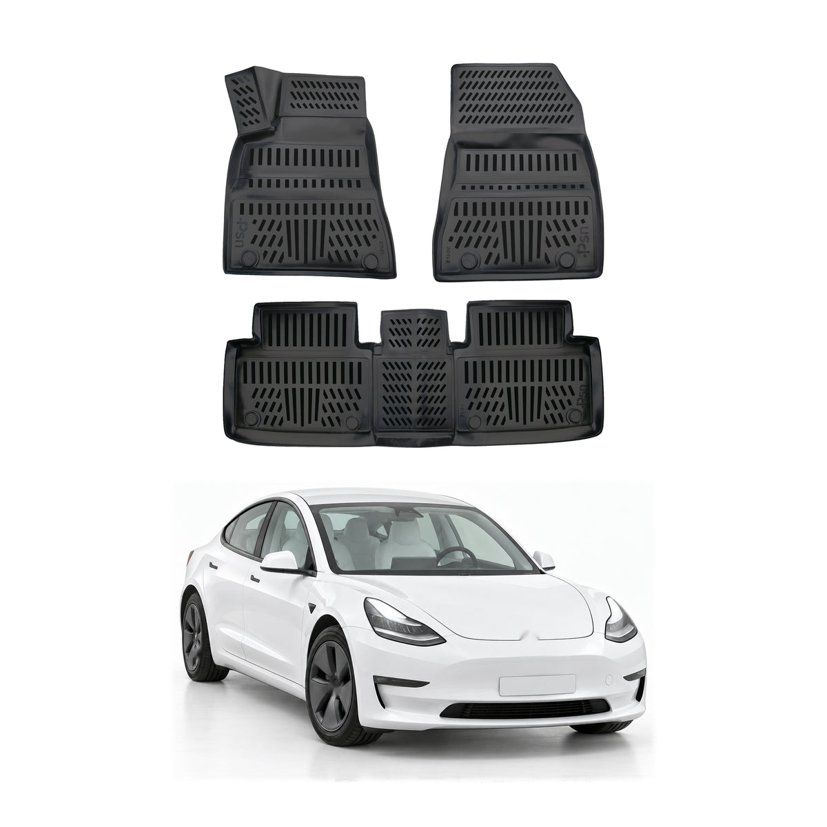 Tapis de sol pour Tesla Model 3 2023-2027 Restylé Noir 3D en Caoutchouc TPE 4Pcs