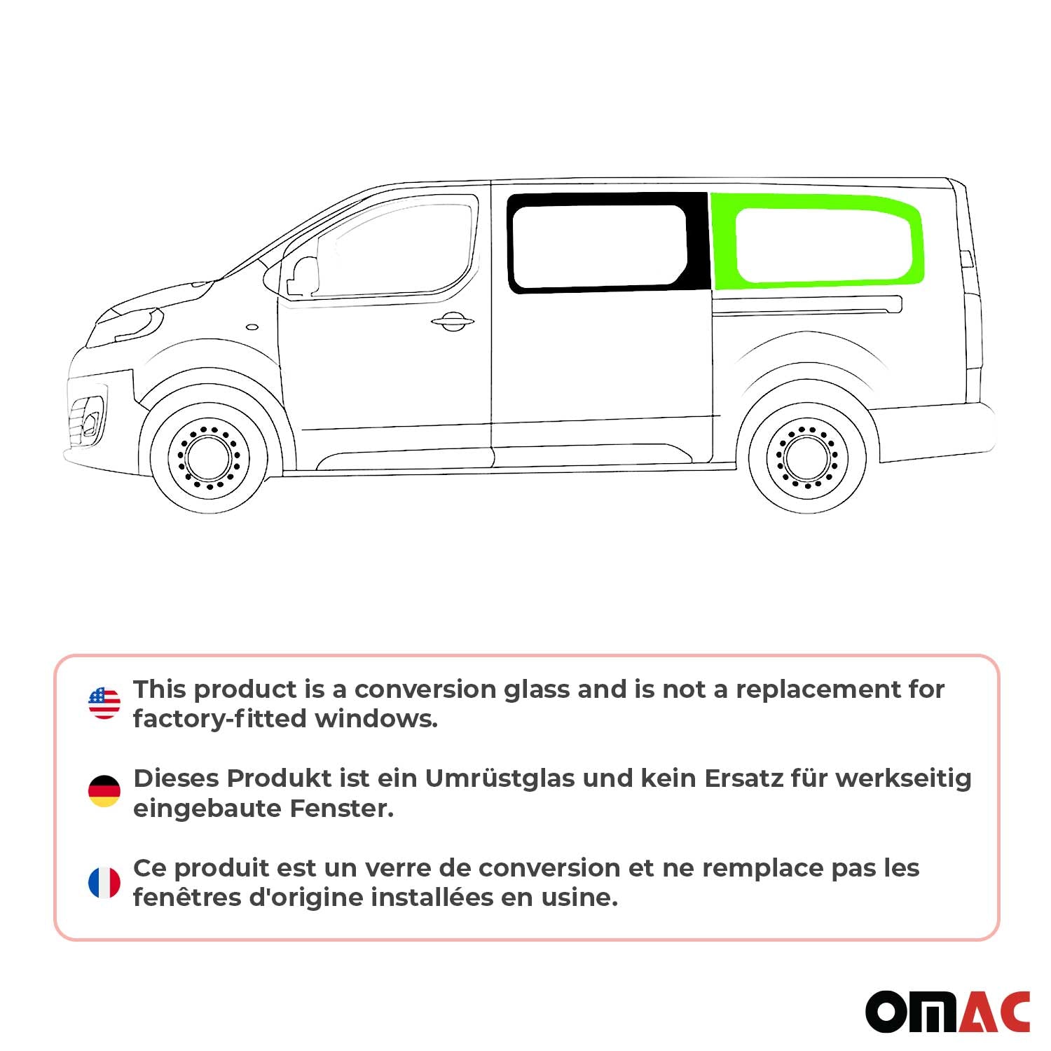Vitre de Porte pour Opel Vivaro 2019-2024 L3 Arrière Gauche Verre fixe