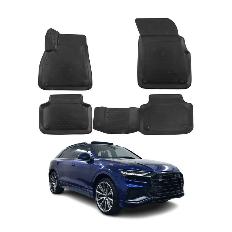 Tapis de Sol pour Audi Q8 2018-2025 OMAC 3D Caoutchouc Noir 4Pcs