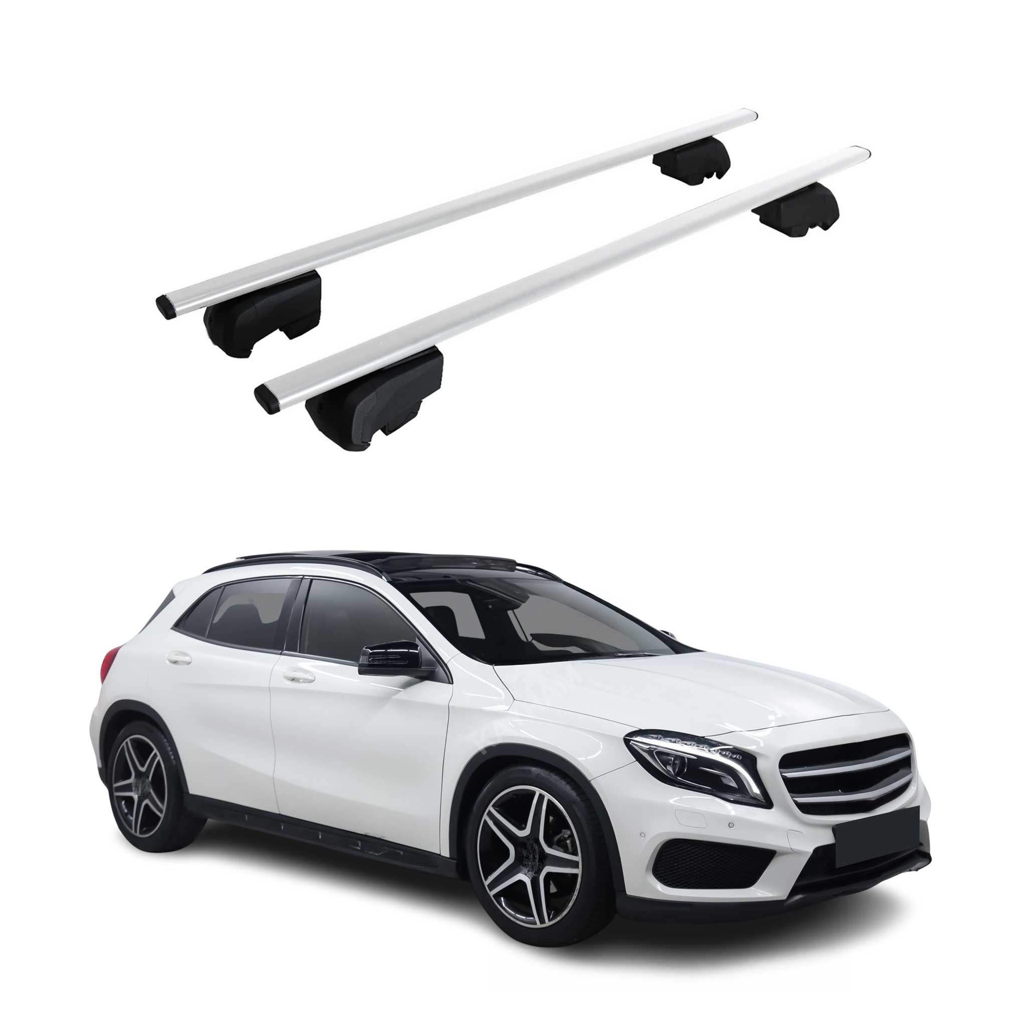 Barres de toit Transversales pour Mercedes GLA X156 SUV 2014-2020 ABE Fer