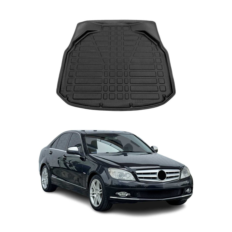 Tapis de Coffre pour Mercedes Classe C W204 2007-2014 en TPE Noir