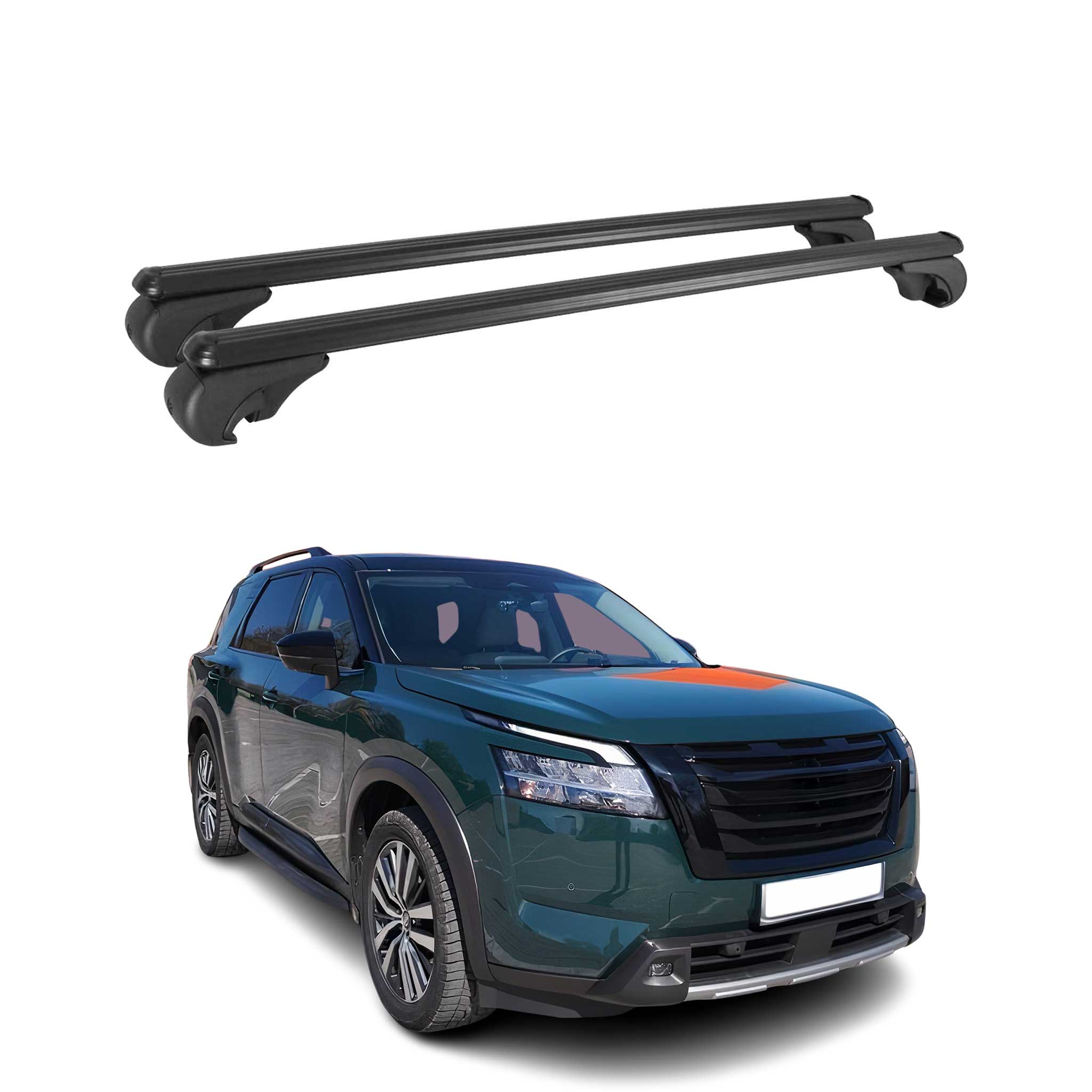 Barres de toit Transversales pour Nissan Pathfinder R53 2020-2021 Aluminium Noir