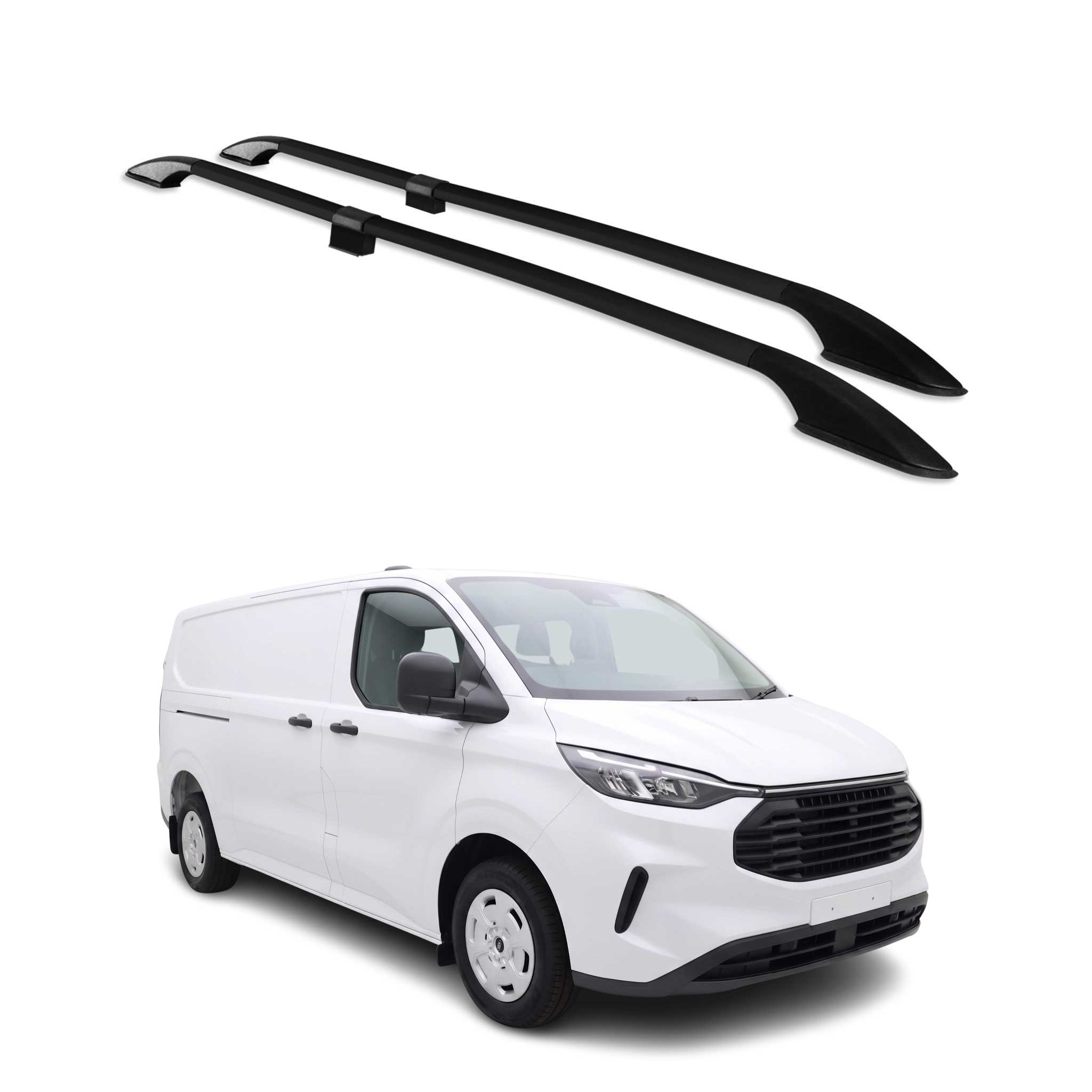 Barres de toit longitudinales pour Ford Tourneo Custom II 2023-2026 L2 Alu Noir