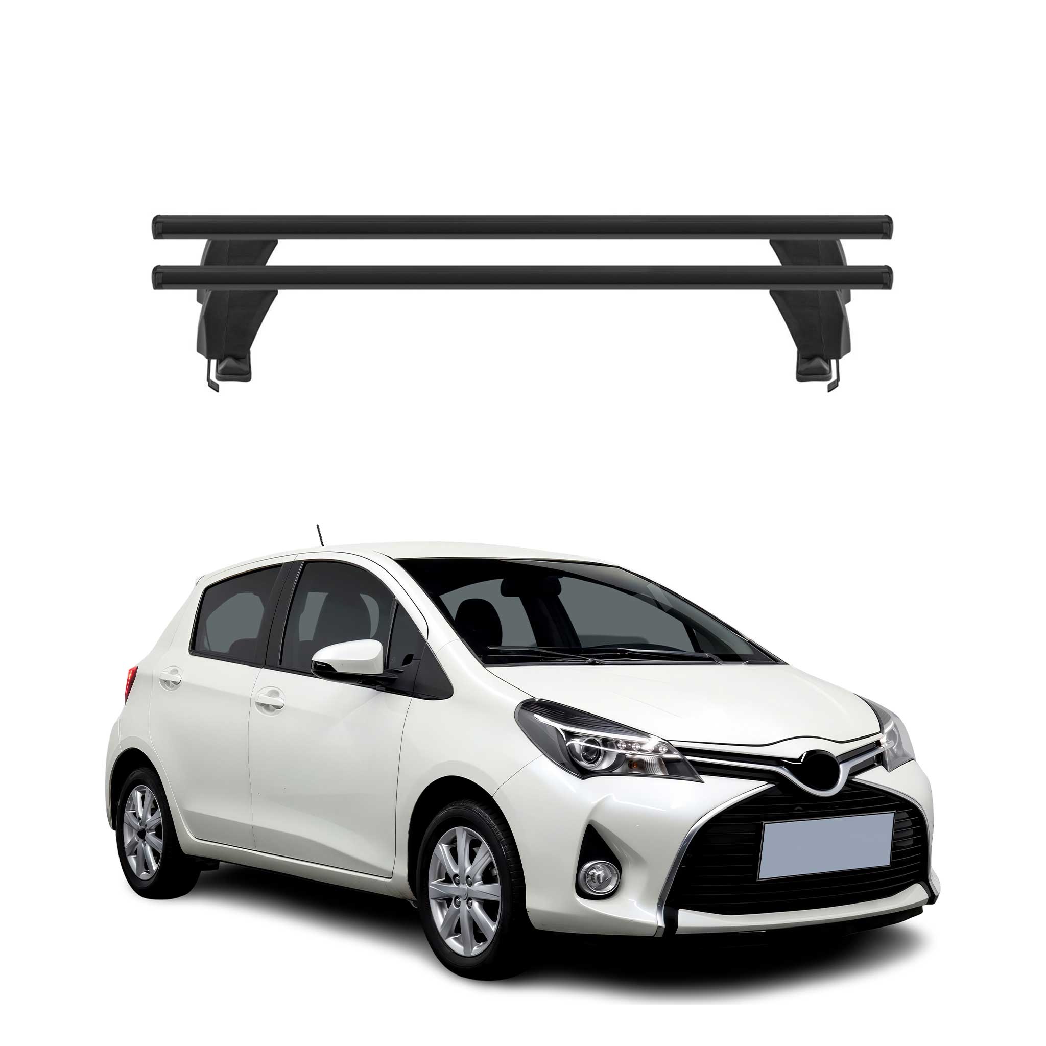 Menabo Barres de toit Transversales pour Toyota Yaris 2011-2020 Noir ABE 2x