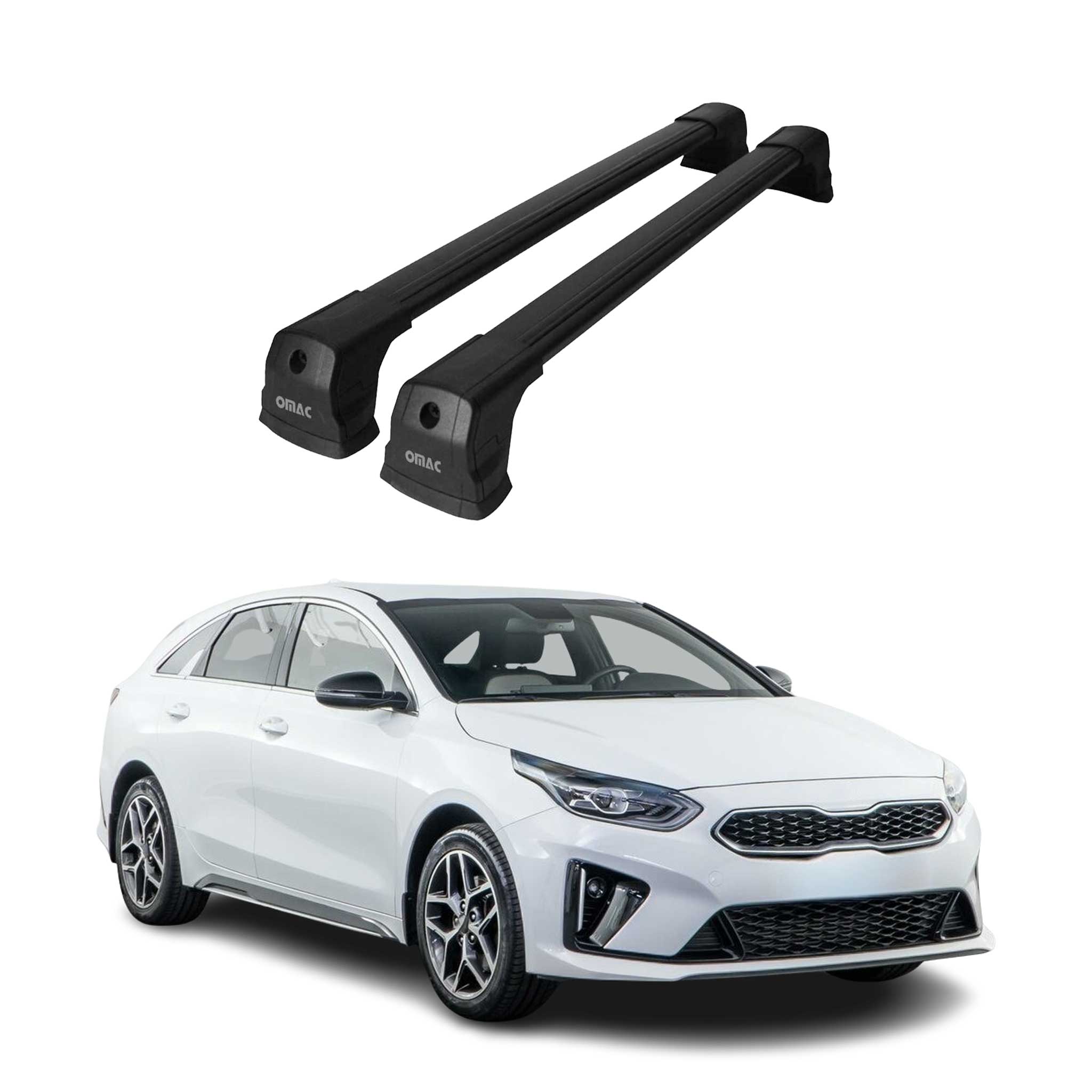 Barres de toit transversales pour Kia Ceed 2019-2026 HB Berline Aluminium Noir