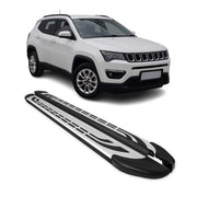 Marchepieds Latéraux pédale pour Jeep Compass 2017-2025 Aluminium Gris Noir 2x