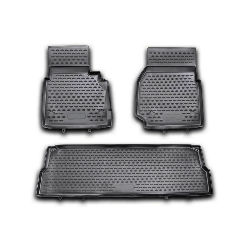 OMAC Tapis de sol pour Land Rover Defender 110 2007-2015 3Pcs en caoutchouc Noir