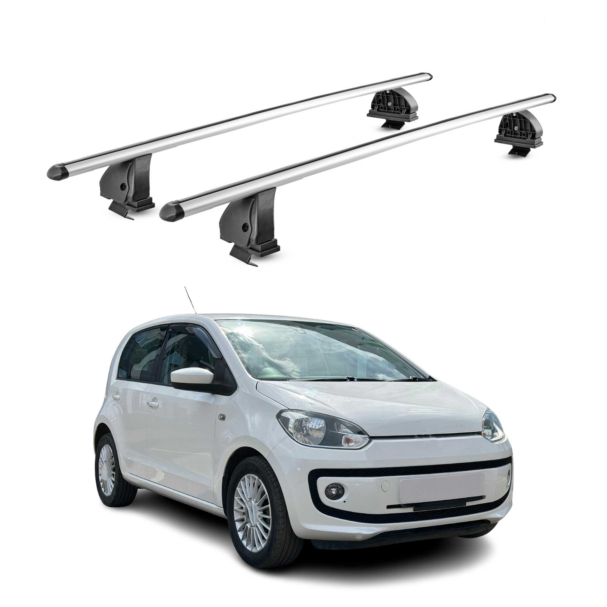 Barres de toit transversales Alu pour VW Up! 2011-2023 5Portes TÜV 75 kg Gris 2x