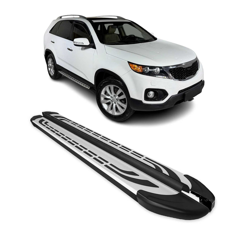 Marchepieds Latéraux pédale pour Kia Sorento 2009-2013 Aluminium Gris Noir 2x