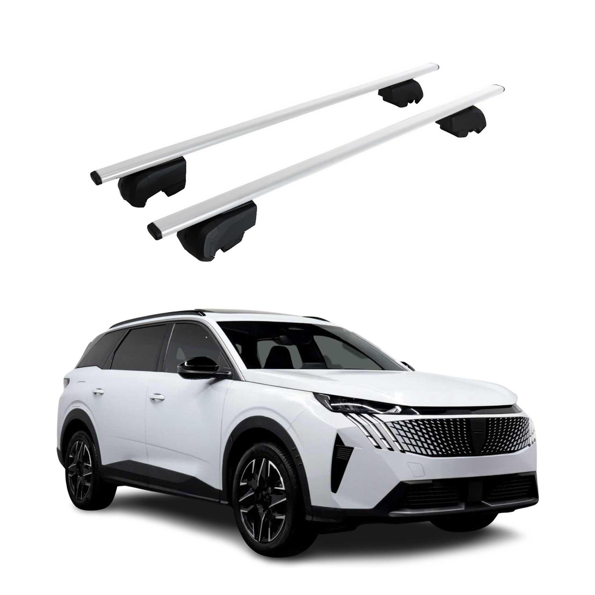 Barres de toit Transversales pour Peugeot 5008 III 2024-2026 Fer Gris 2Pcs