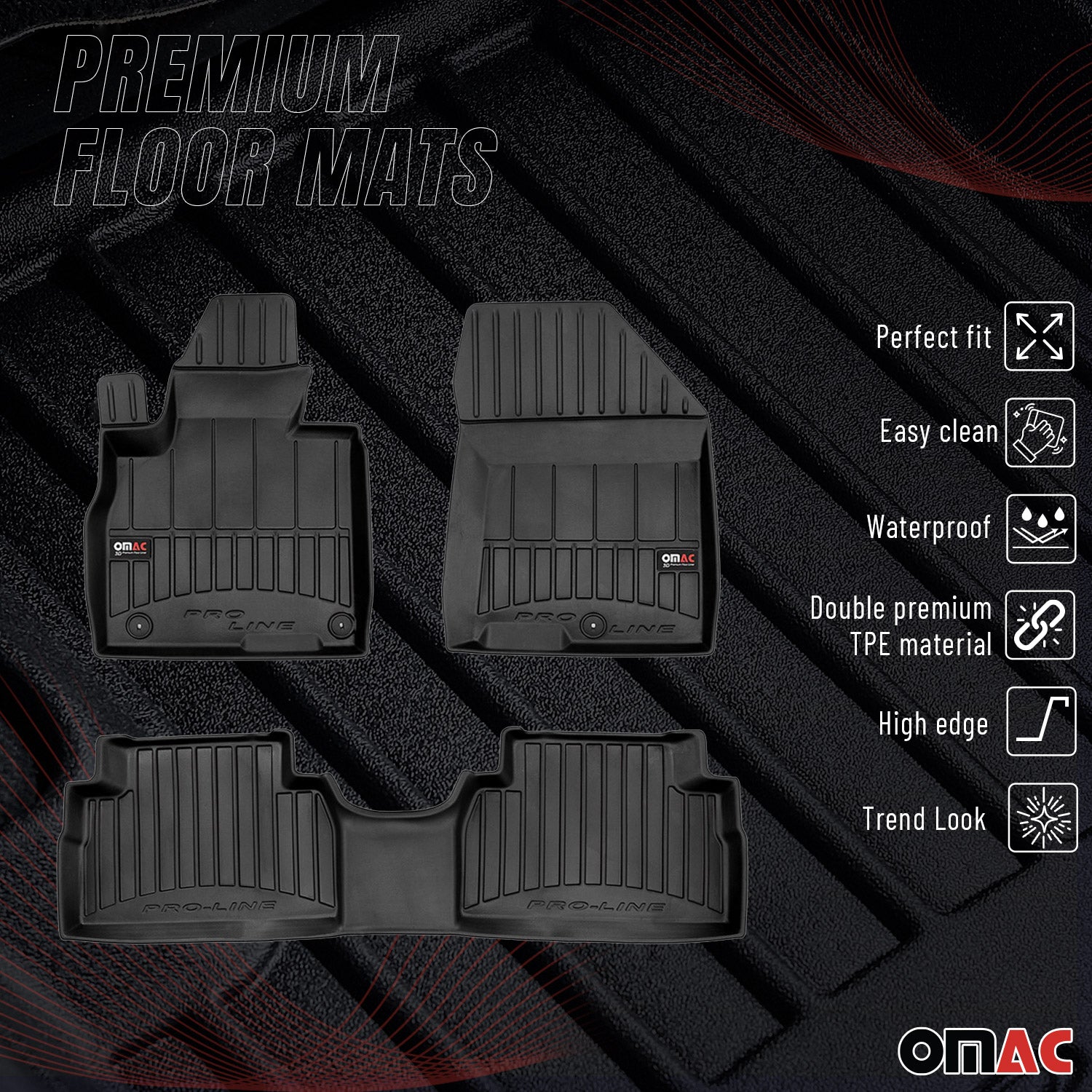 Tapis de Sol pour Hyundai Santa Fe 2019-2023 TPE Noir