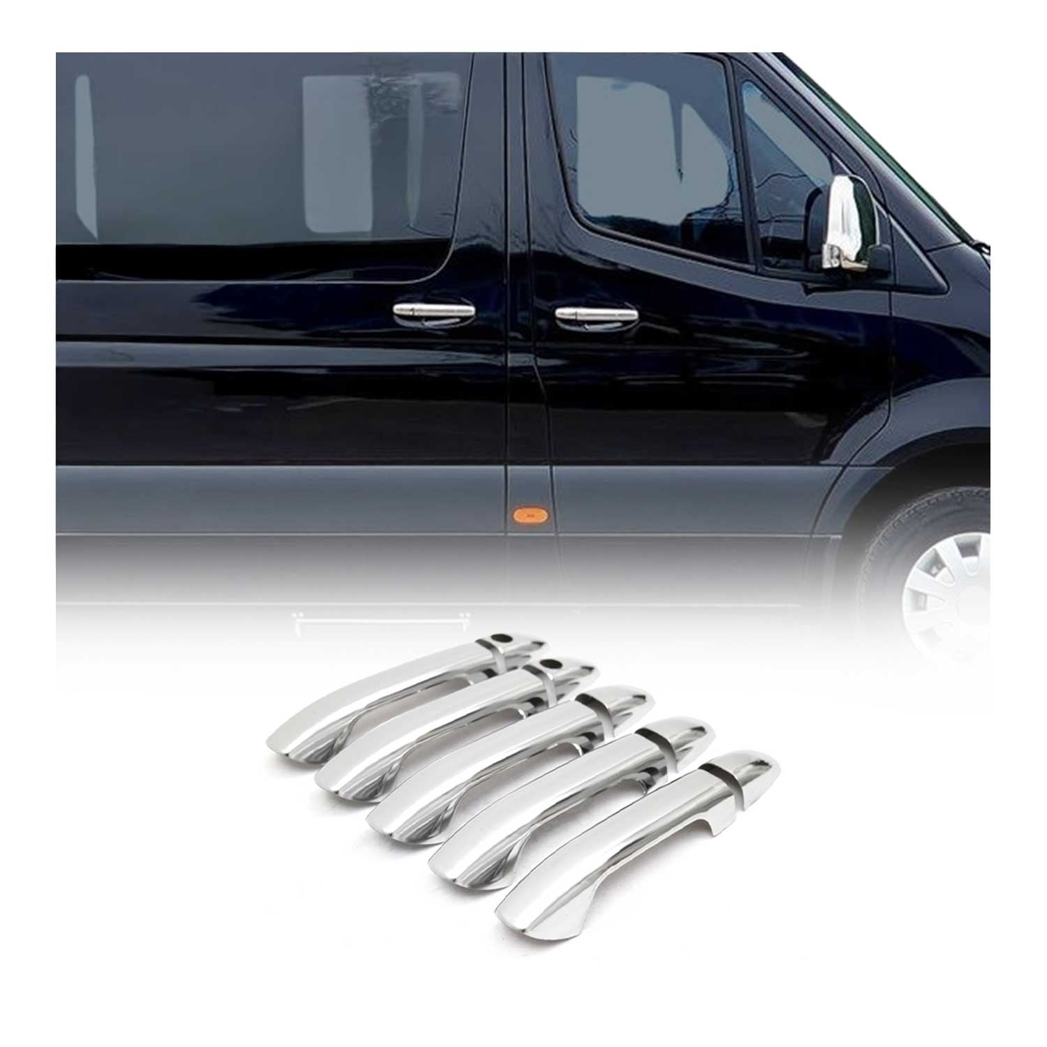 Couverture de poignée de porte pour Mercedes Sprinter 2018-2026 Acier chromé 10x