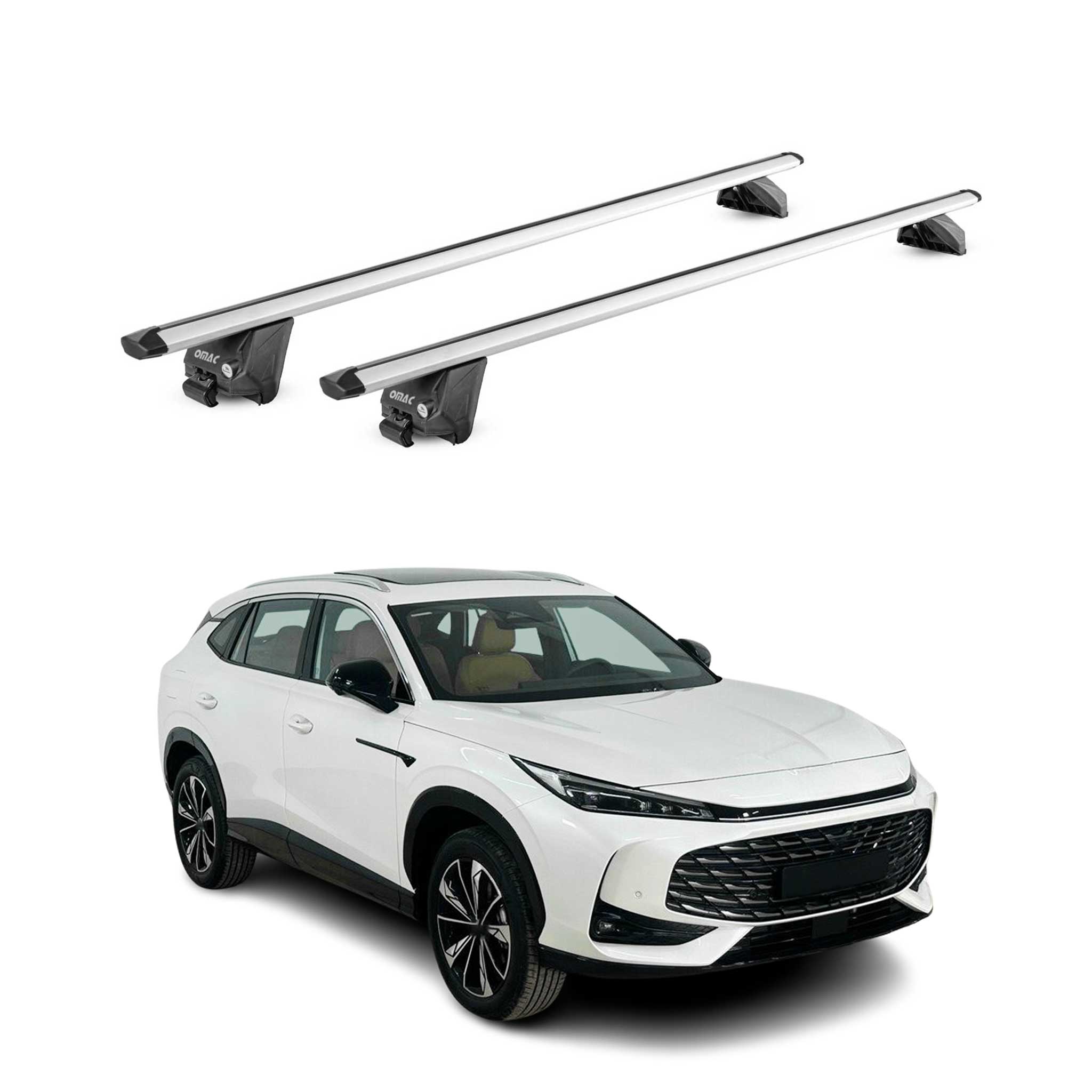 Barres de toit transversales pour MG HS II / EHS II 2024-2026 Aluminium Gris ABE