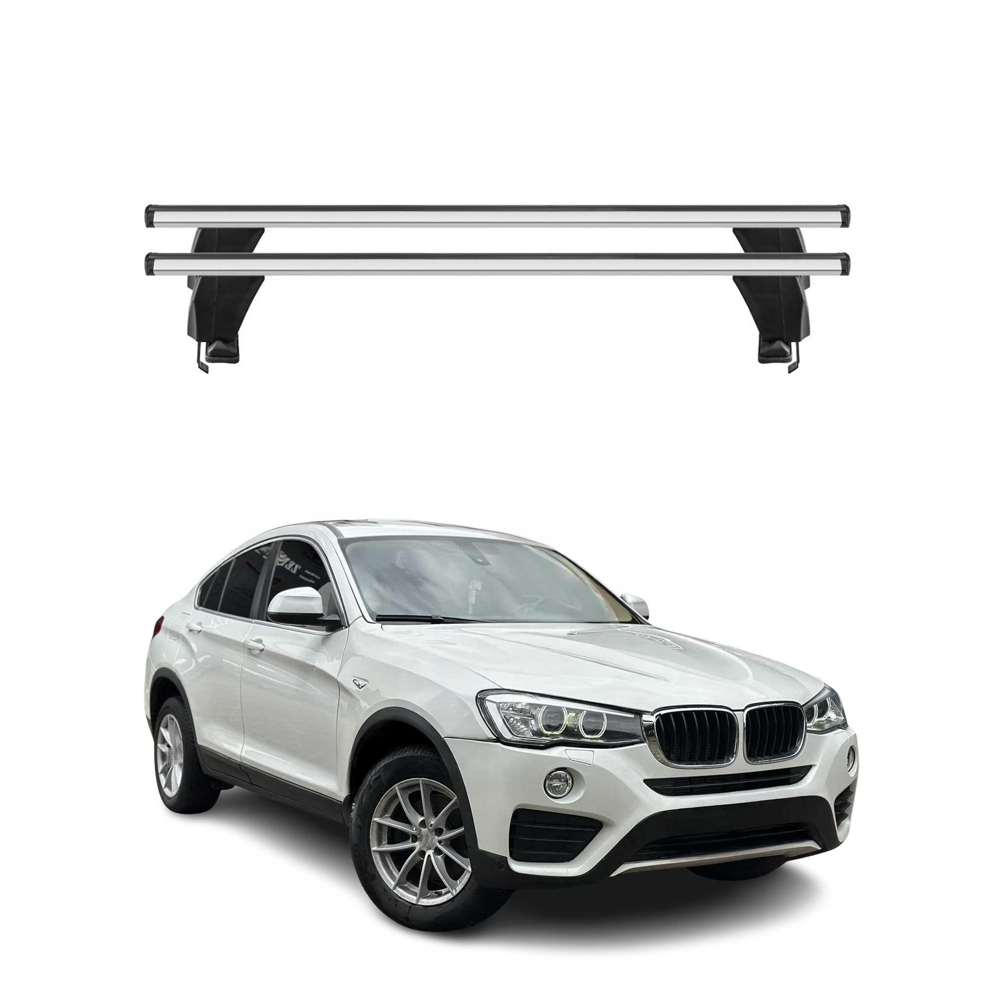 Menabo Barres de toit transversales pour BMW X4 F26 2014-2018 Alu Gris 2x