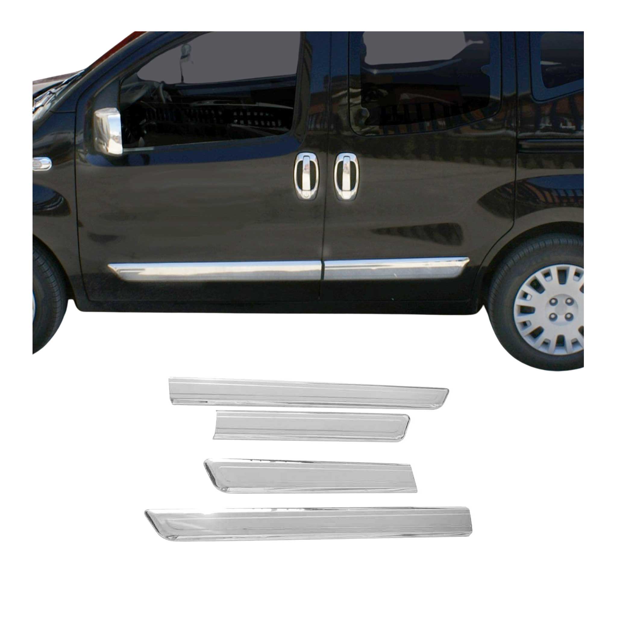 Garniture Baguette de porte latérale pour Fiat Fiorino 2007-2021 acier inox 4Pcs