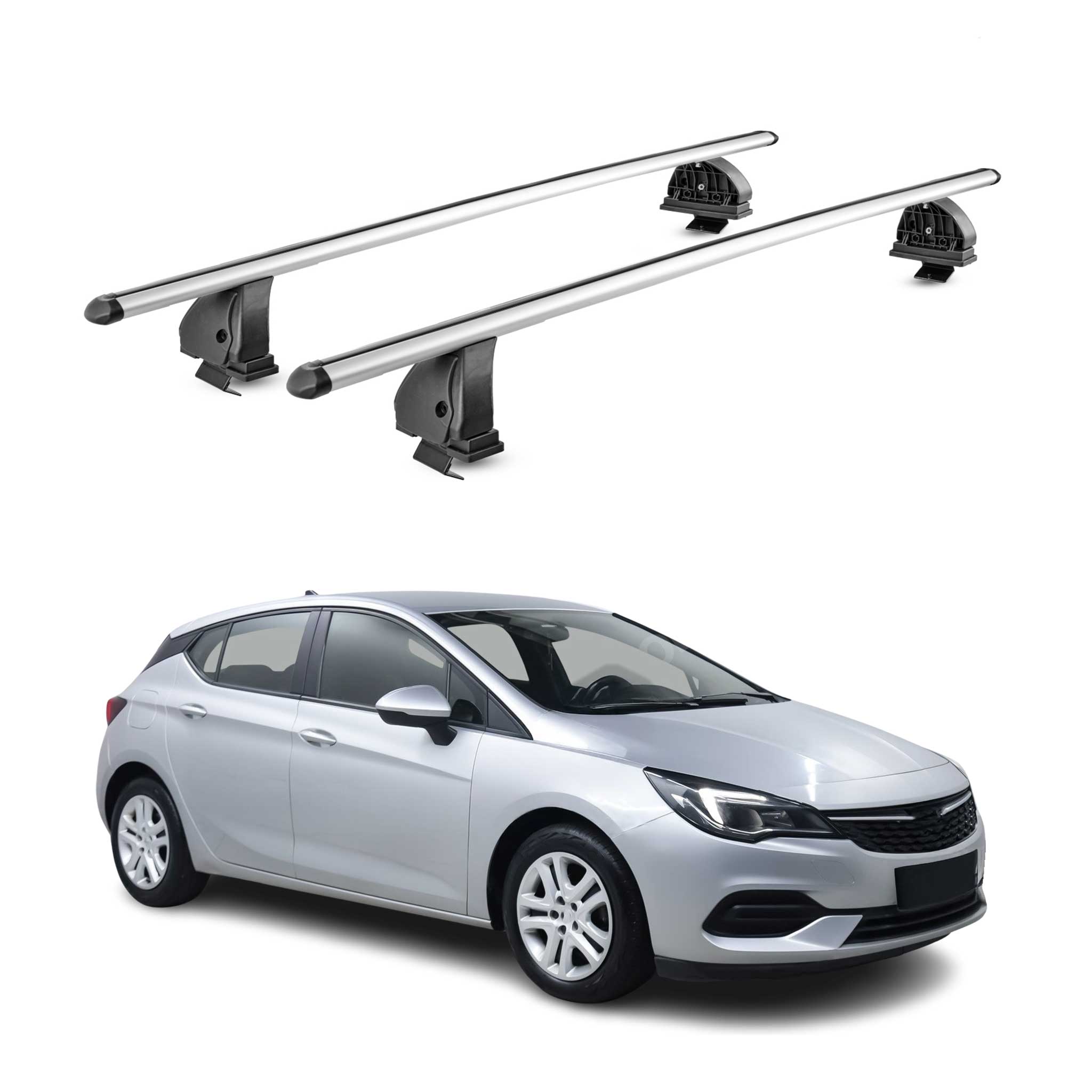 Barres de toit transversales Alu pour Opel Astra K 2015-2021 TÜV 75 kg Gris 2Pcs