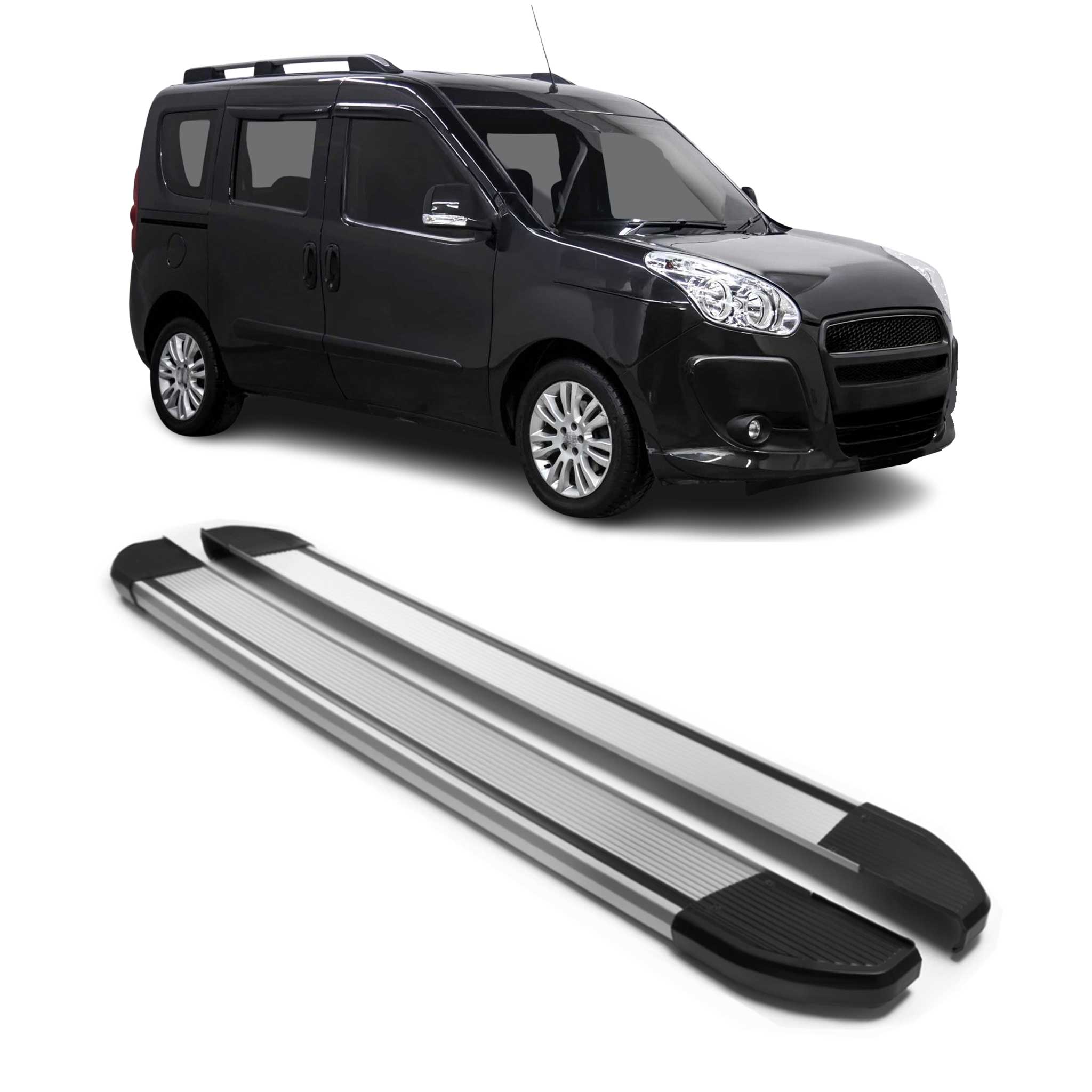 Marchepieds Latéraux pédale pour Fiat Doblo 2010-2021 L1 Argent Aluminium 2Pcs