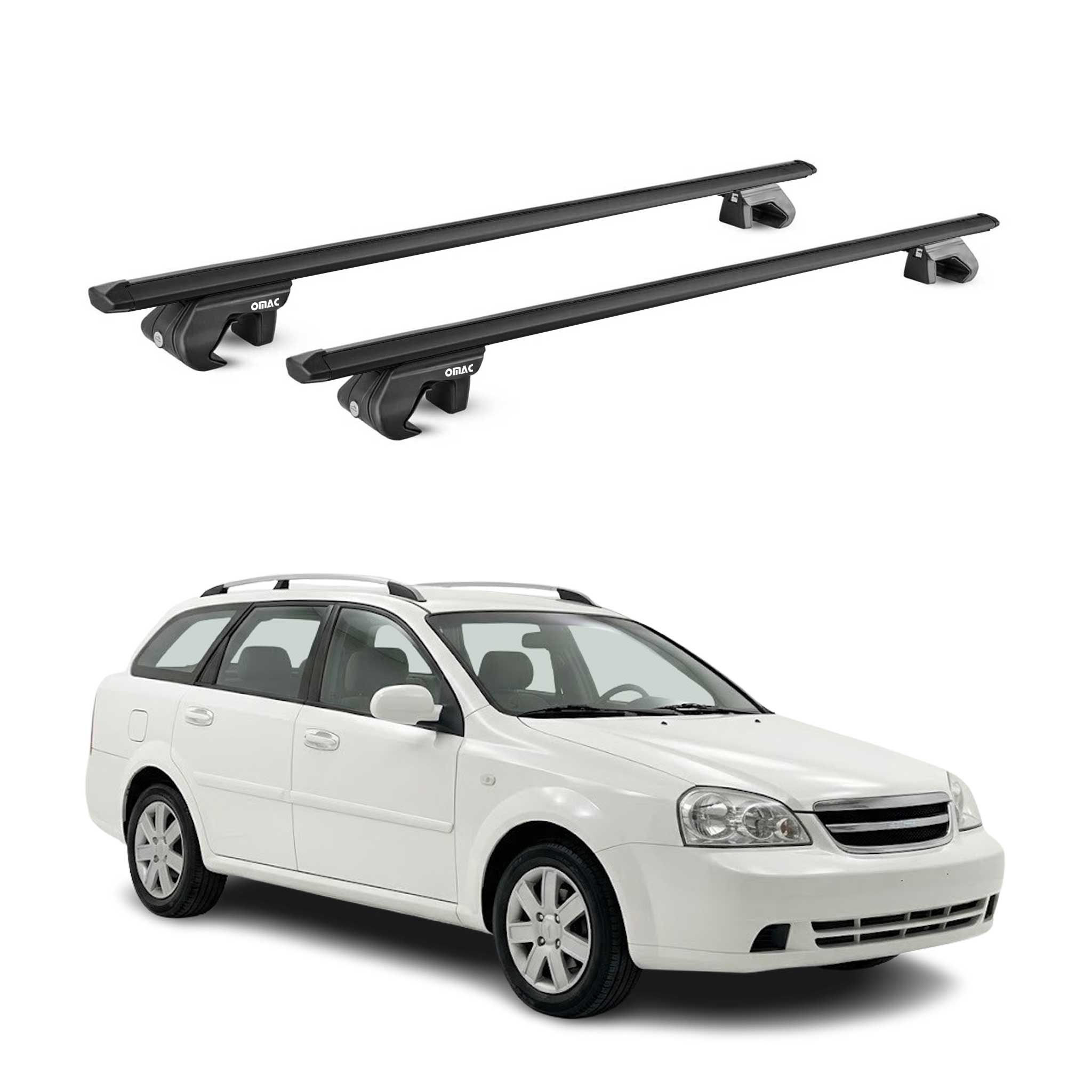 Barres de toit transversales pour Chevrolet Lacetti Break 2002-2011 Alu Noir ABE