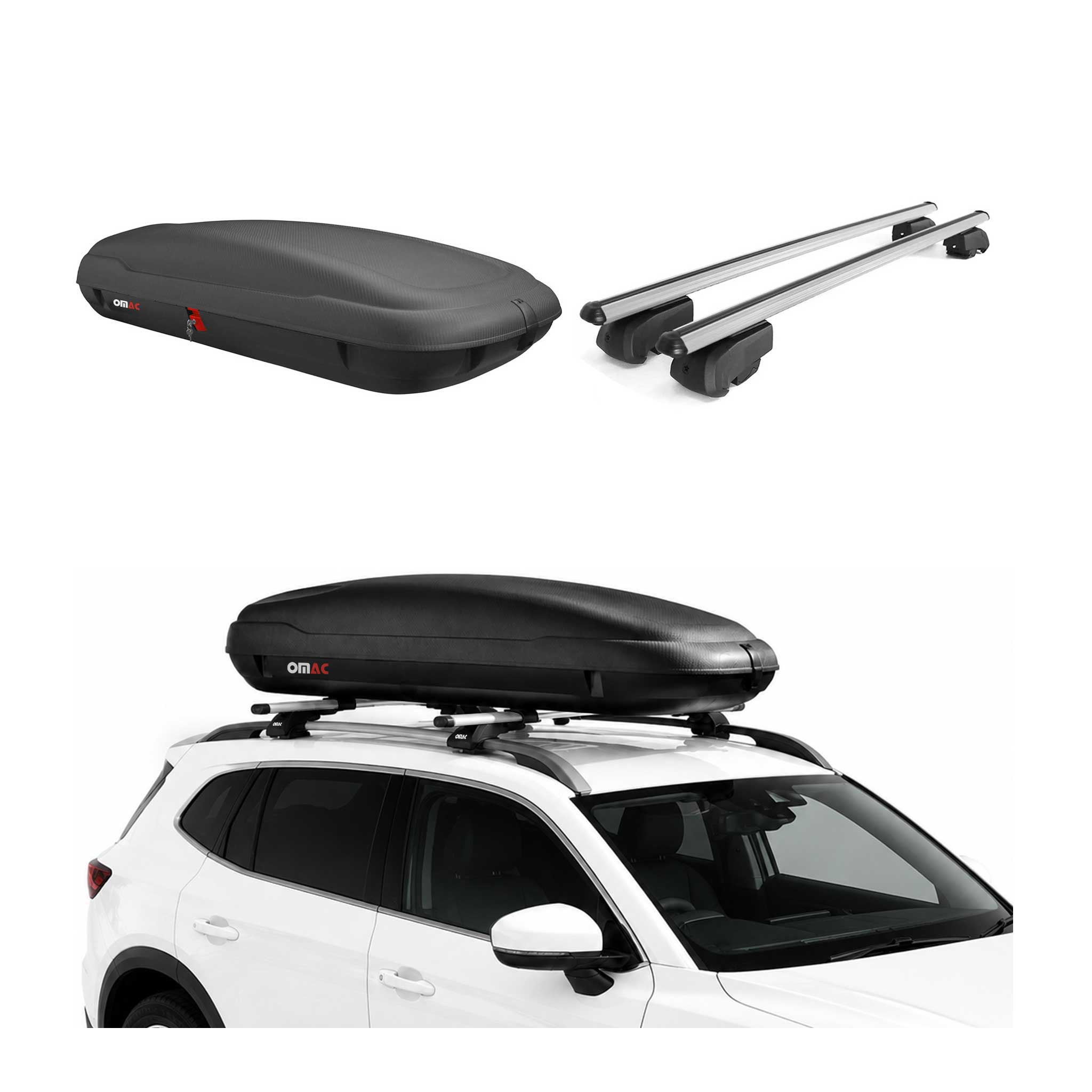 Coffre de Toit 400L + Alu Barres de Toit pour Hyundai Tucson IV 2022-2026 Gris