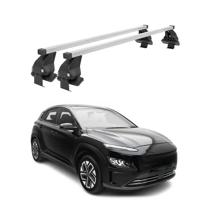 Barres de toit transversales pour Hyundai Kona Electric 2018-2024 Acier Gris