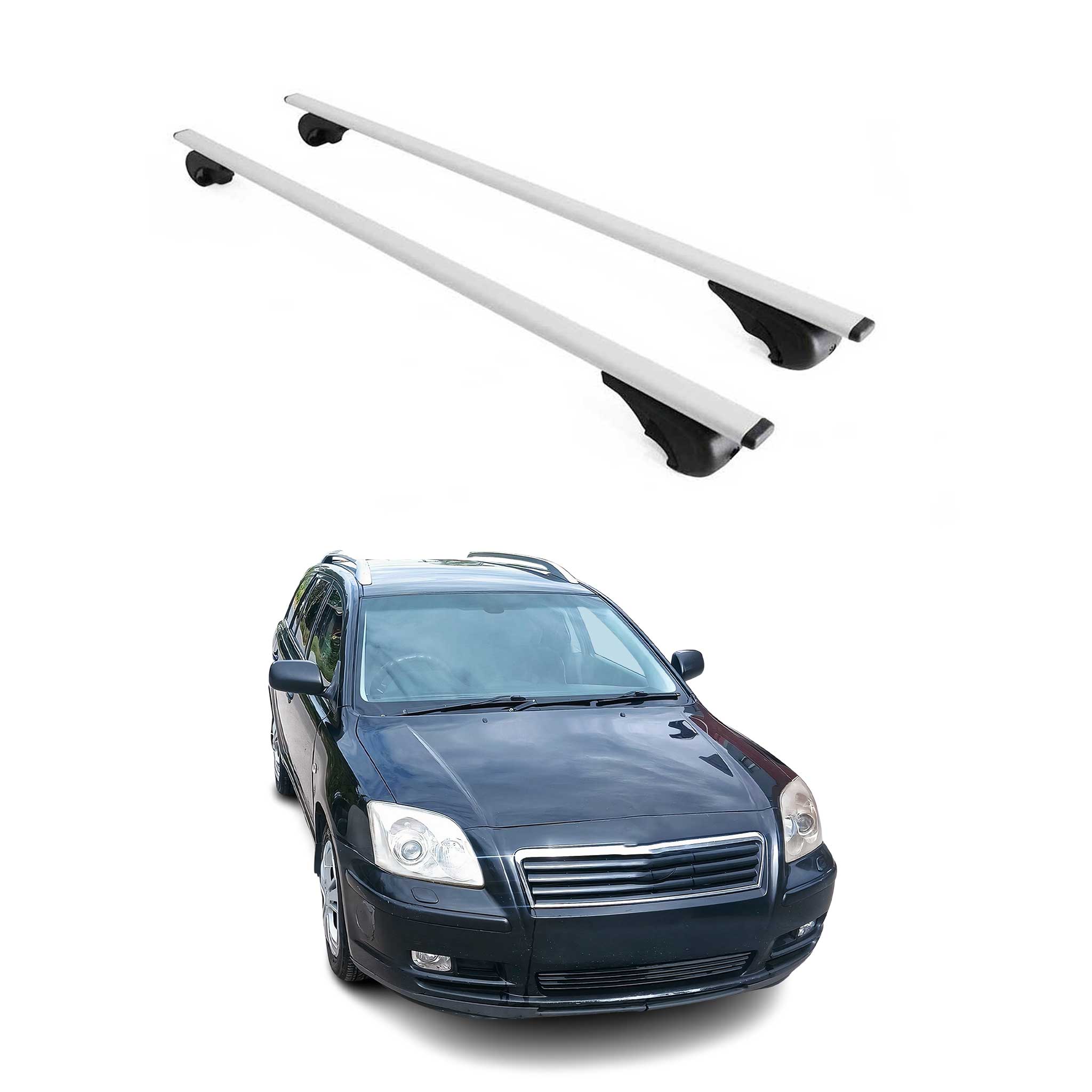 Barres de toit Transversales pour Toyota Avensis Break 1997-2000 Fer Argent