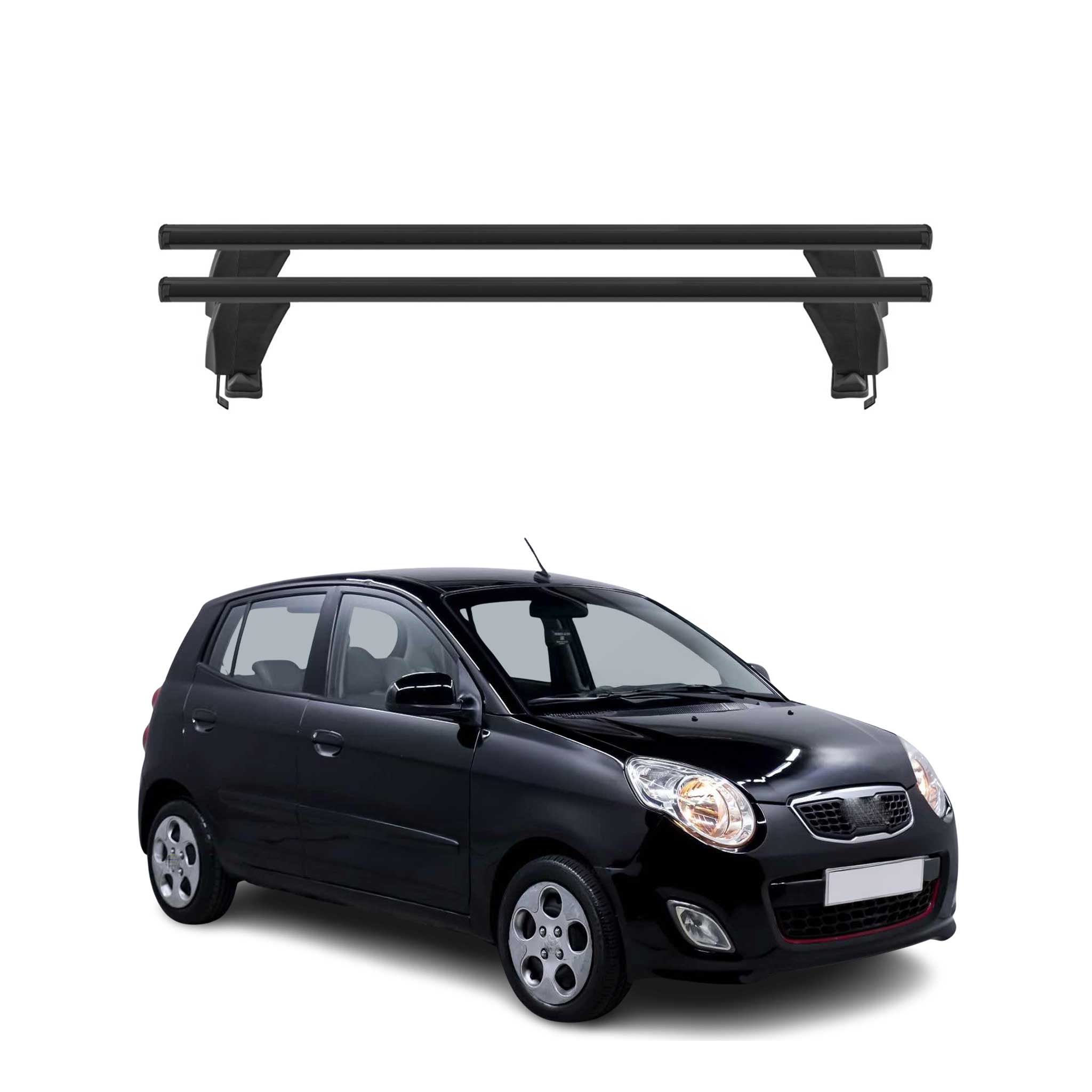 Menabo Barres de toit Transversales pour Kia Picanto 2011-2017 Noir ABE 2x