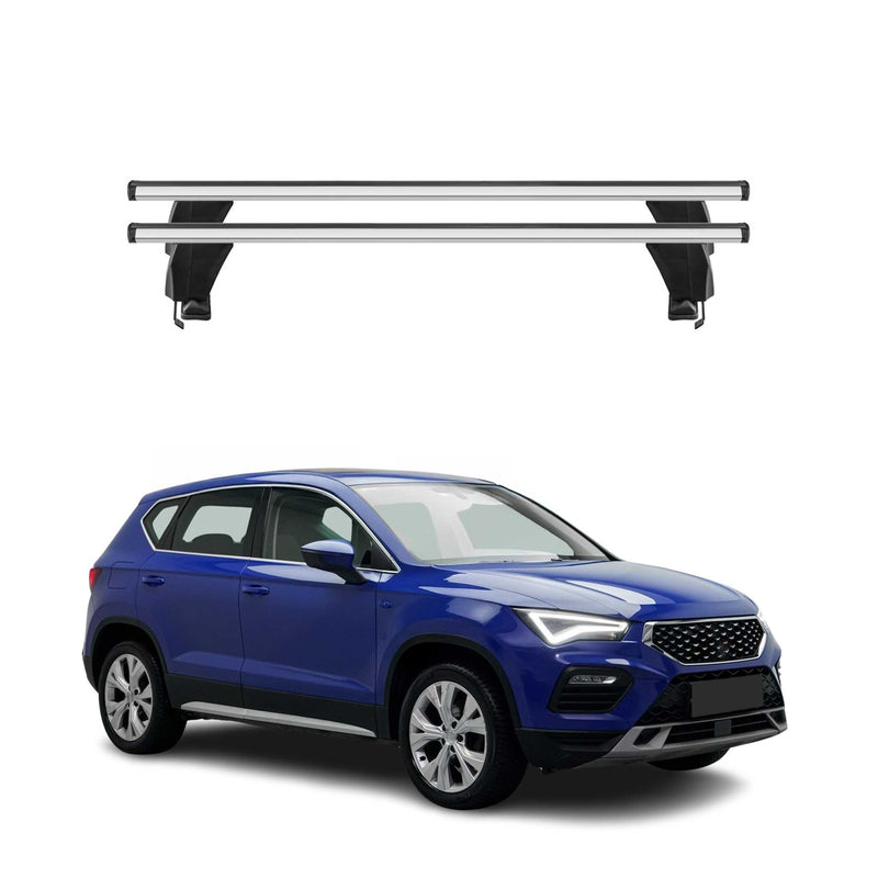 Menabo Barres de toit Transversales pour Seat Ateca 2016-2020 Alu Gris ABE 2x