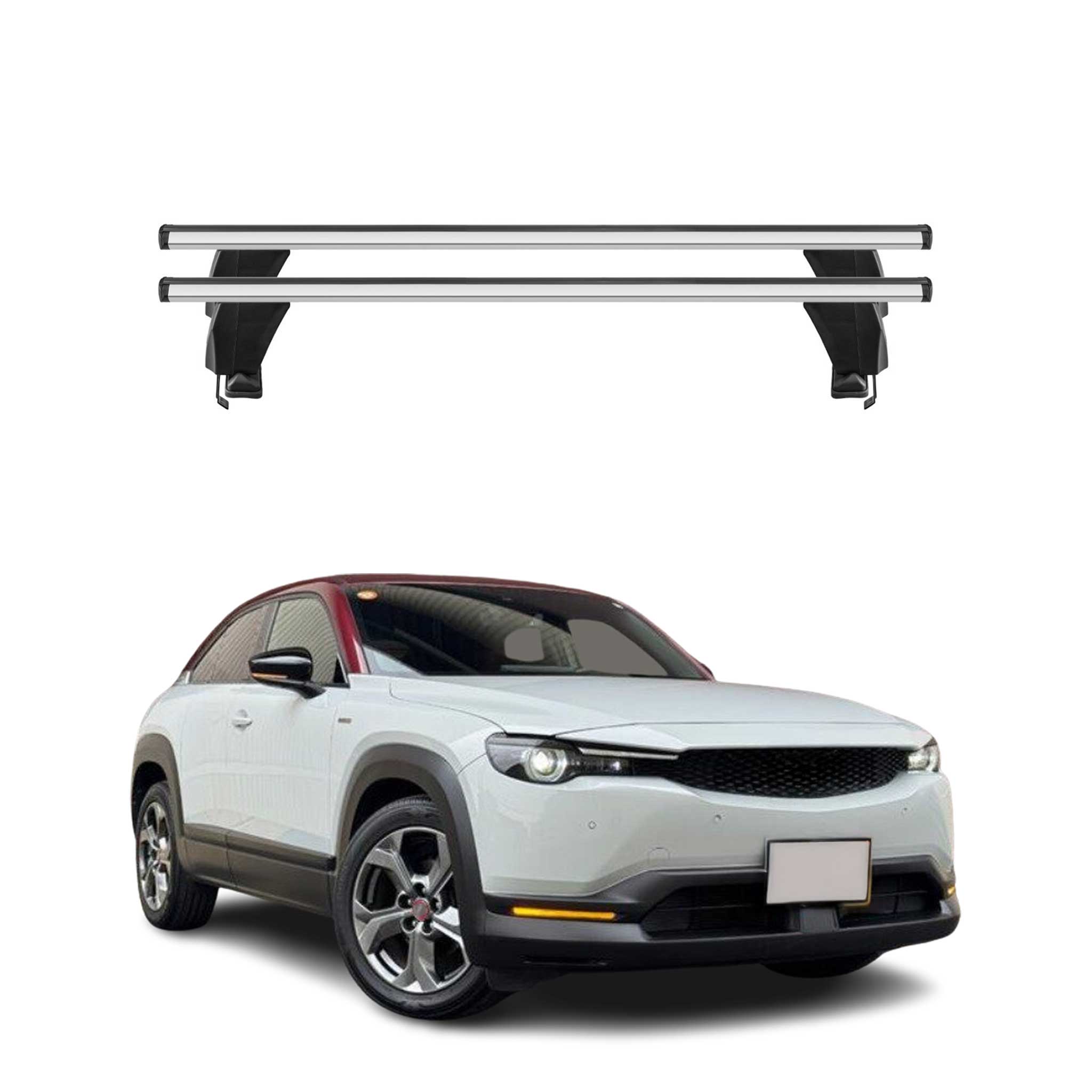 Menabo Barres de toit Transversales pour Mazda MX-30 2021-2026 Gris ABE 2x
