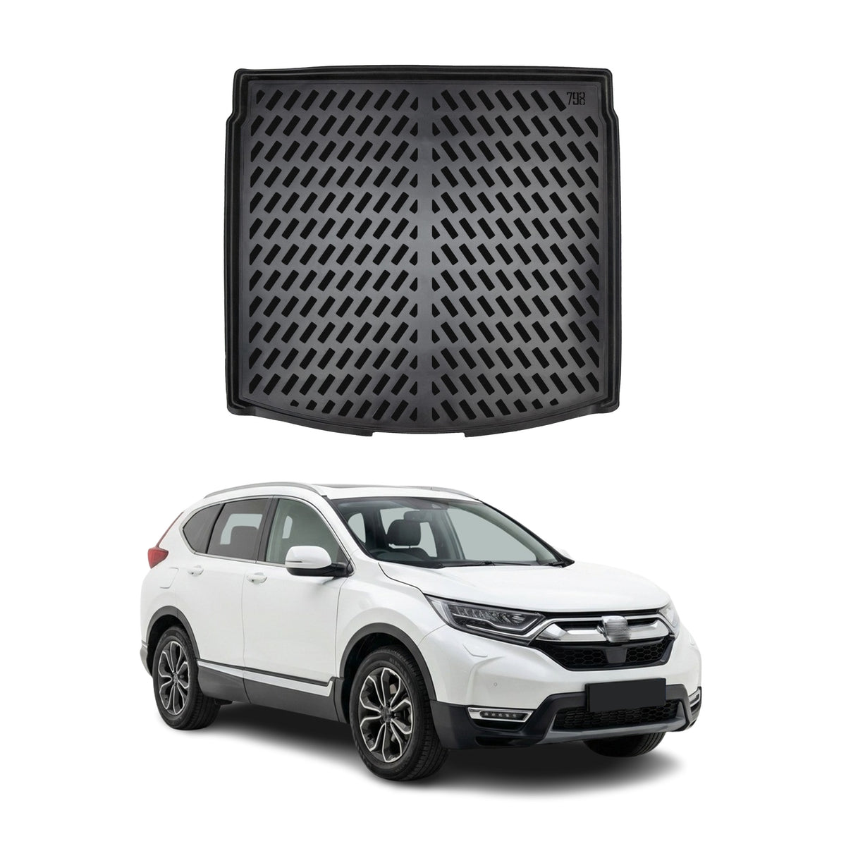 Tapis de coffre Supérieur pour Honda CR-V V 2018-2023 Noir 3D en Caoutchouc TPE