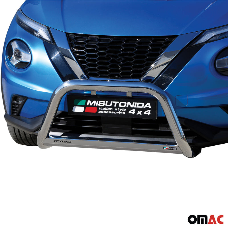 Pare-buffle Avant pour Nissan Juke 2020-2025 63mm en Acier Inoxydable Argent