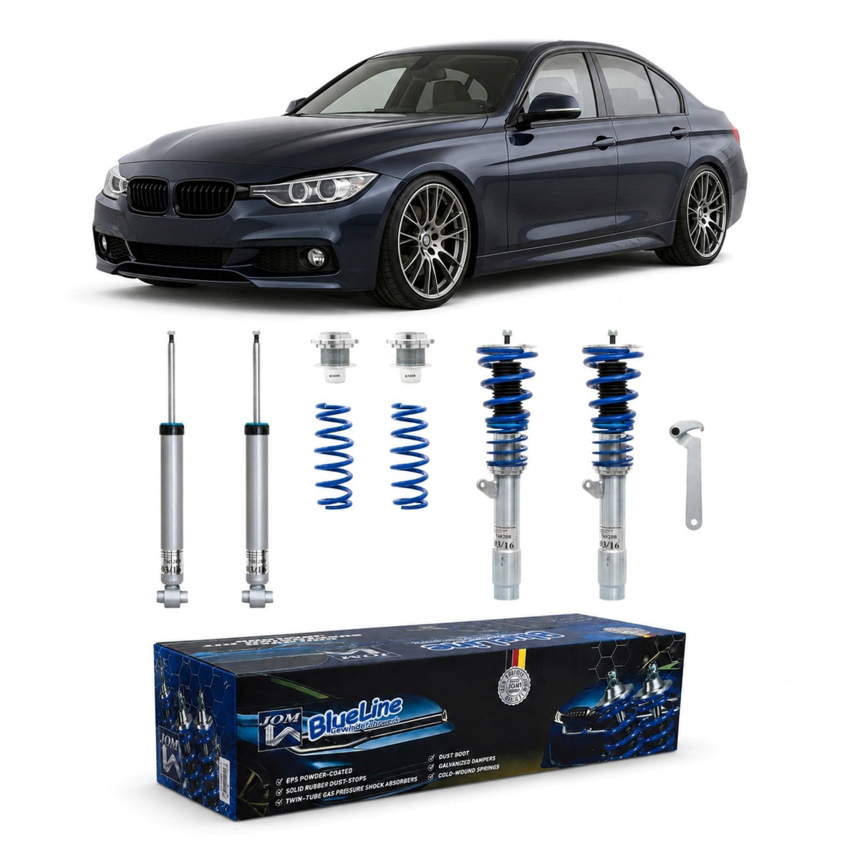 JOM BlueLine Combinés Filetés pour BMW Série 3 F30/31 (316/318/320/328/330) 2012-