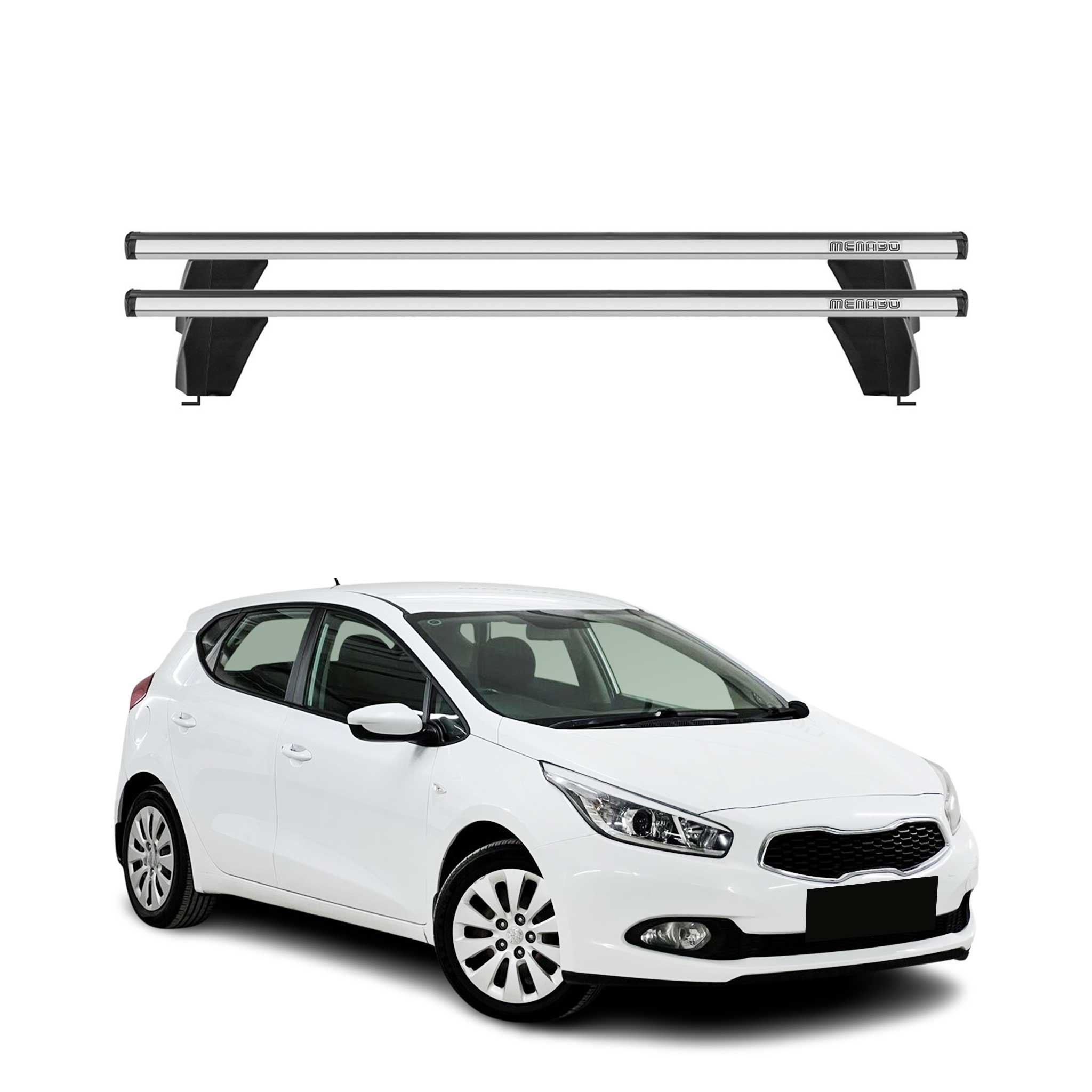 Menabo Barres de toit Transversales pour Kia Cee'D 2012-2018 Alu Gris ABE 2x