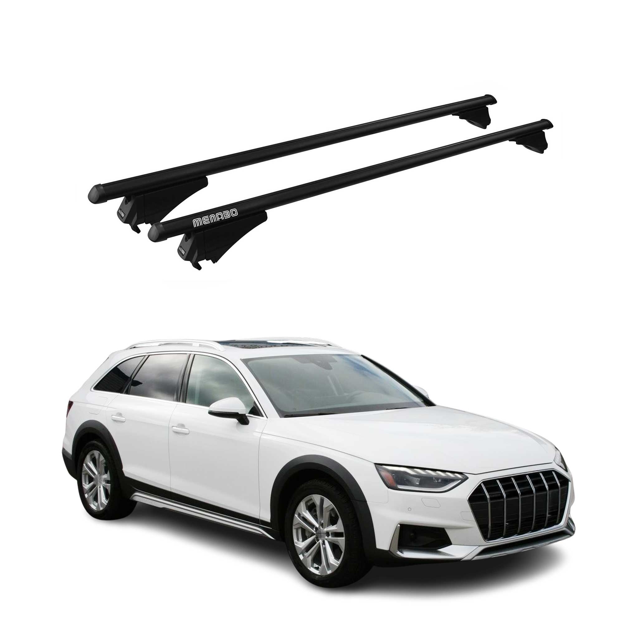 Menabo Barres de toit transversales pour Audi A4 B9 Avant Allroad 2016-2024 Noir