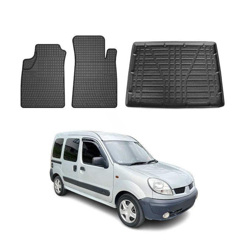 Kit Tapis de sol et coffre pour Renault Kangoo 1999-2008 Noir