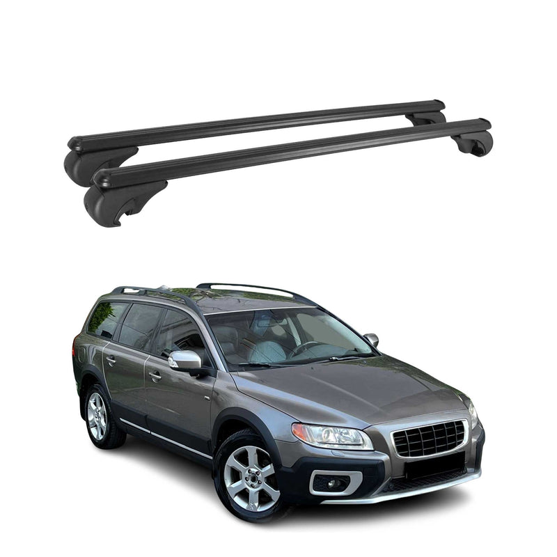 Barres de toit Transversales pour Volvo XC70 2007-2016 Aluminium Noir