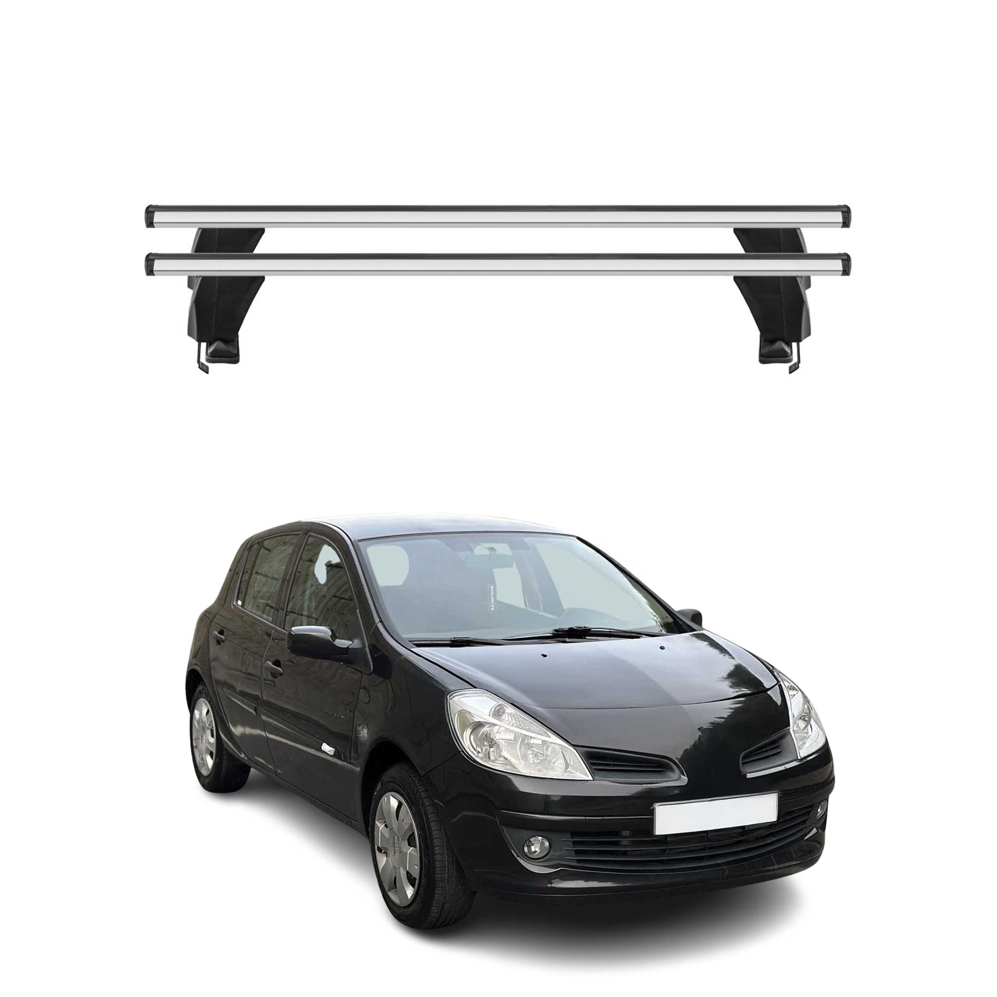 Barres de toit transversales pour Renault Clio III 2005-2012 Alu Gris 2x